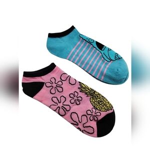 NWOT SpongeBob Squarepants No-Show Socks Size 4-10 2 Pair